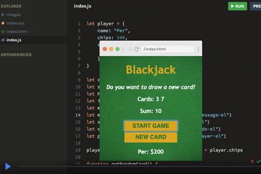 The week 2 project in course one was to create a Black Jack Game