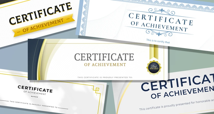 Certificates of achievment of various designs