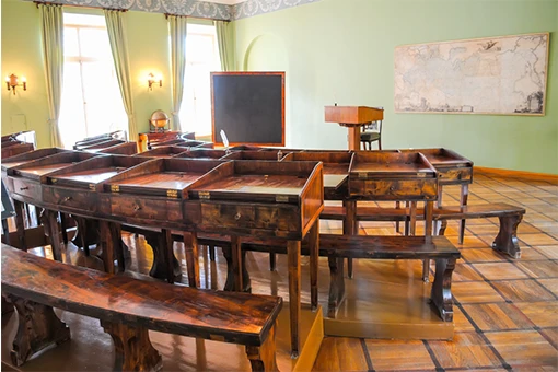 An old school classroom similar to what an executive officer might remember